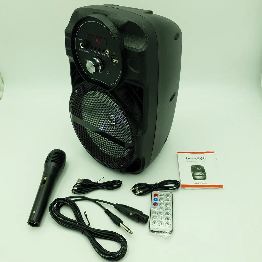 Акустична система акумуляторна бездротова Bluetooth колонка 6.5" радіо та мікрофон USB FM 15 Вт Lige A66 - фото 4