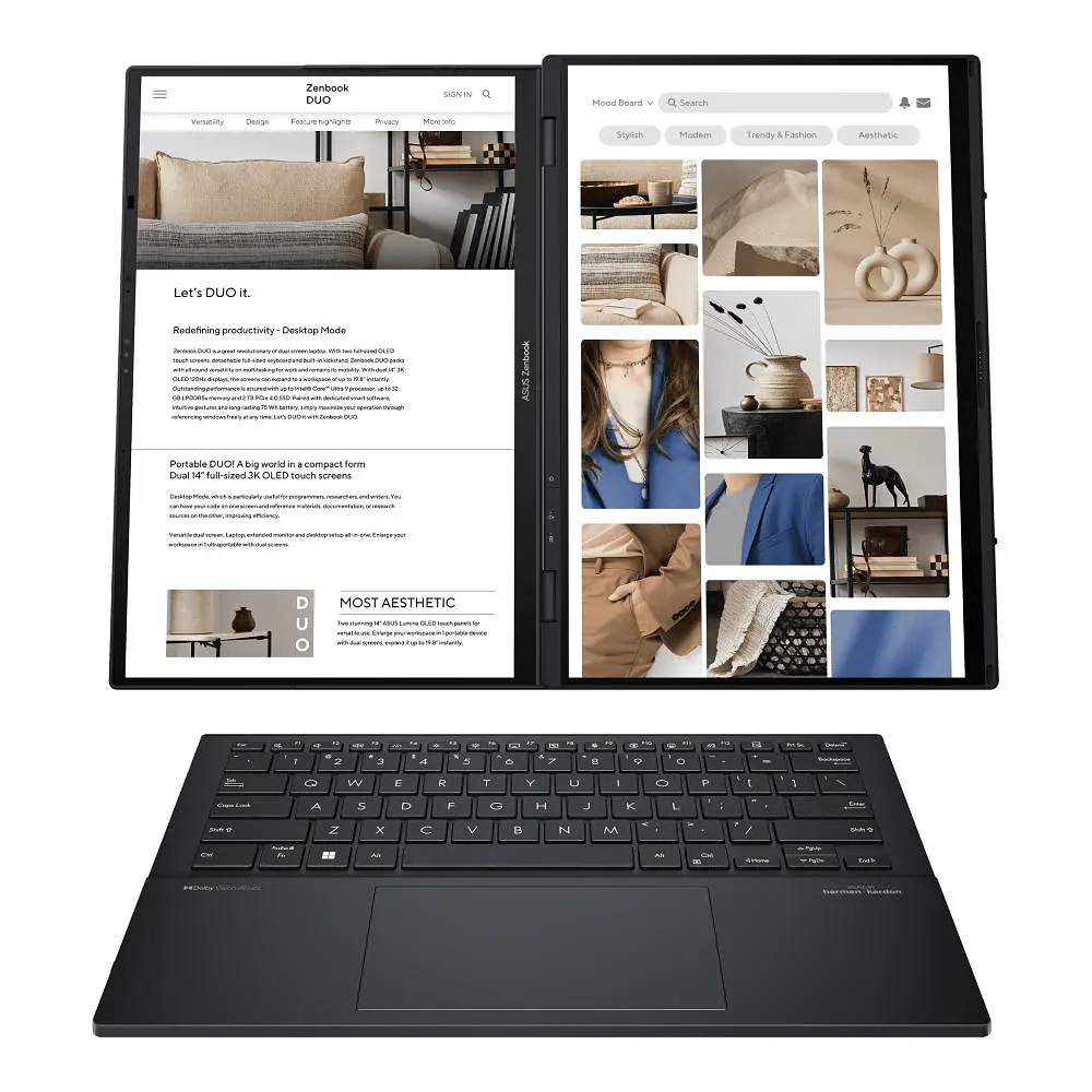 ASUS Ноутбук ASUS Zenbook Duo UX8406CA-QL047X 14" FHD Touch OLED, Intel Ultra 9 285H, 32GB, F2TB, UMA, Win11P, Сірий - фото 3