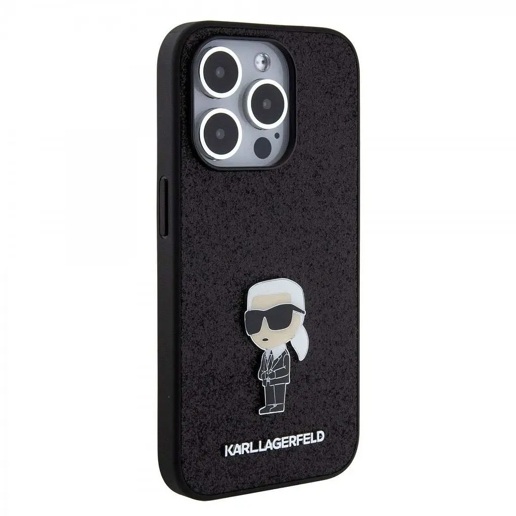 Чехол Karl Lagerfeld iPhOne 15 Pro Fixed Glitter Metal Ikonik Black (57983116856) - фото 3