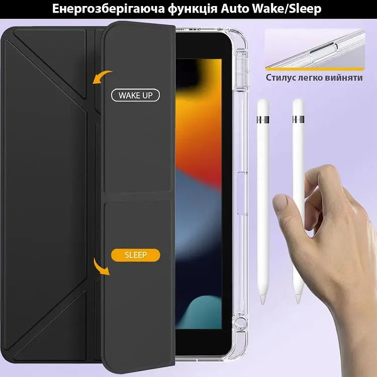 Обкладинка BeCover Ultra Slim Origami Transparent з кріпленням Apple Pencil для Apple iPad 10.2 2019/2020/2021 Black (711098) - фото 3