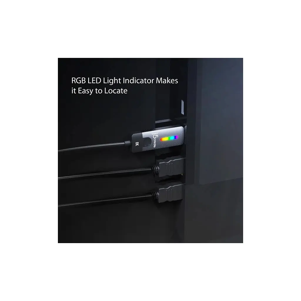 Кабель мультимедійний J5create USB-C - HDMI M 8K 60Hz LED RGB чорний 1.8 м (JCC157-N) - фото 7