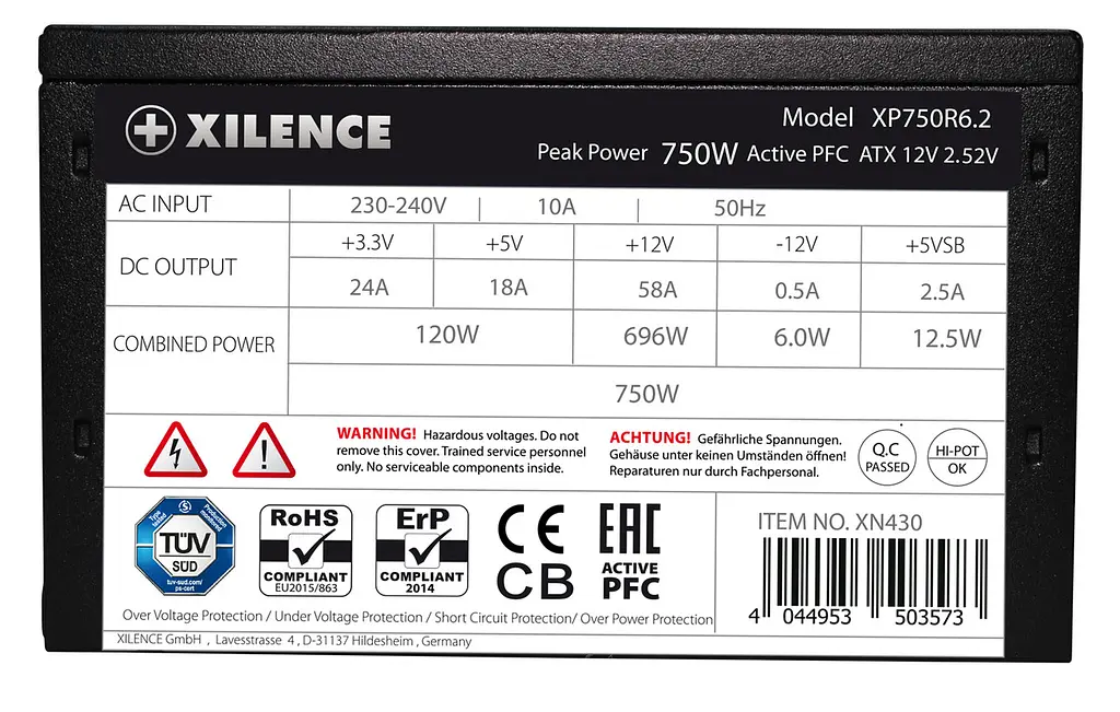 Блок живлення 750W Xilence XP750R6.2 Performance C+ 120mm, 80+ Білий, Retail Box - фото 7