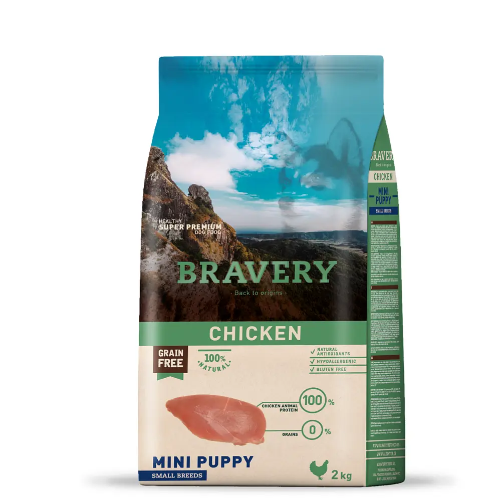 Сухий корм для цуценят дрібних порід BRAVERY Chicken Mini Puppy з куркою 2 кг