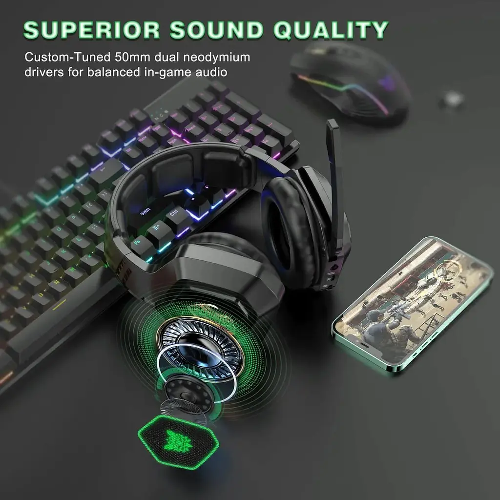 Навушники 2 в 1 комбо Onikuma K10 Gaming with LED 2.4Ghz та 3.5mm - фото 2