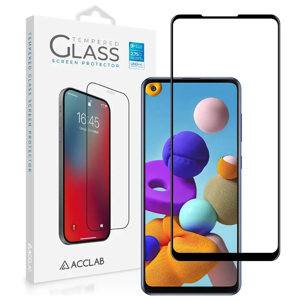 Скло захисне ACCLAB Full Glue Samsung A21s Black (1283126508547) - фото 2