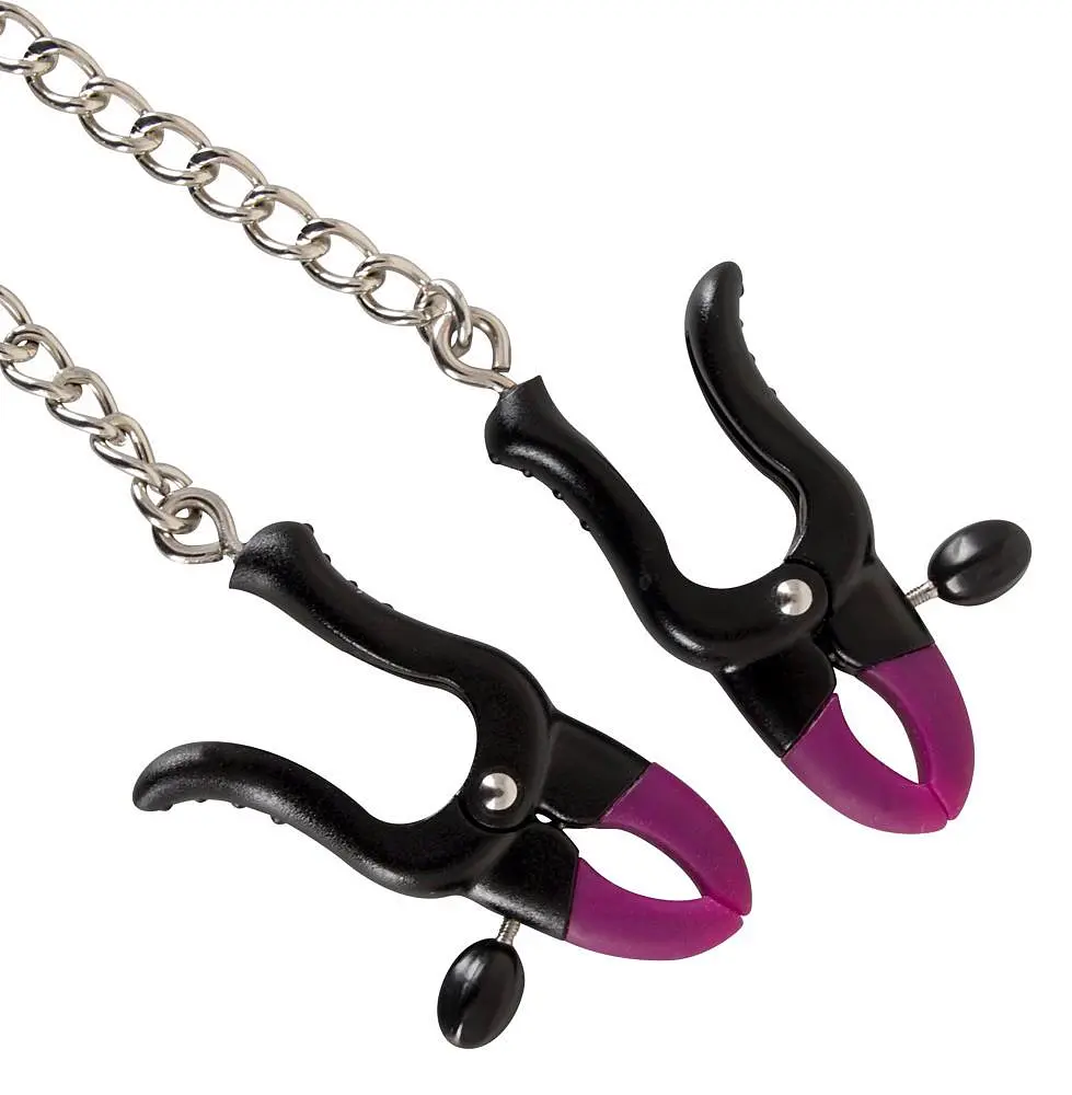 Зажимы для сосков на цепочке Bad Kitty Silicone Nipple Clamps 52 см серебристый - фото 2