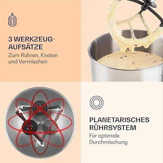 Кухонный комбайн тестомисс Klarstein Bella 2000 Вт 5 л. (10008232) - фото 3