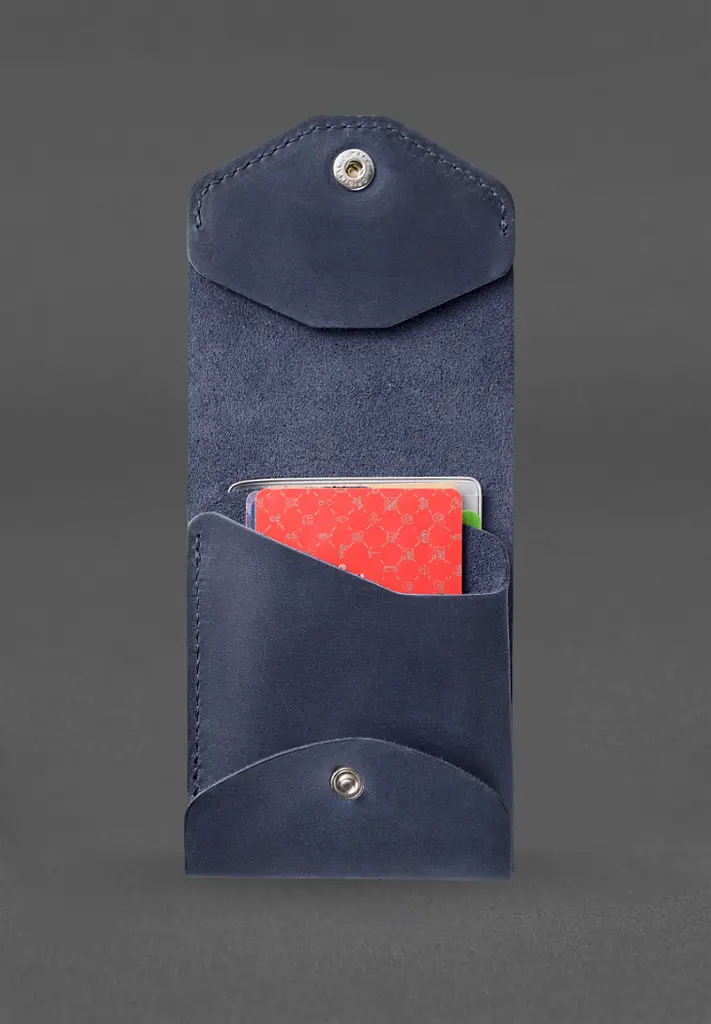 Кожаный кард-кейс (портмоне) 11.0 синий Crazy Horse - фото 4