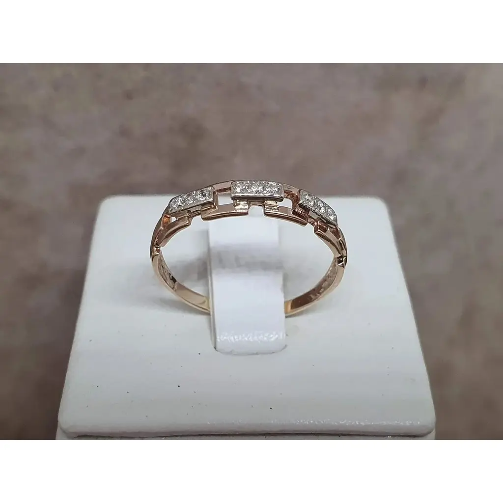 Золоте кільце Гаразд з фіанітами. 3522489 - фото 4