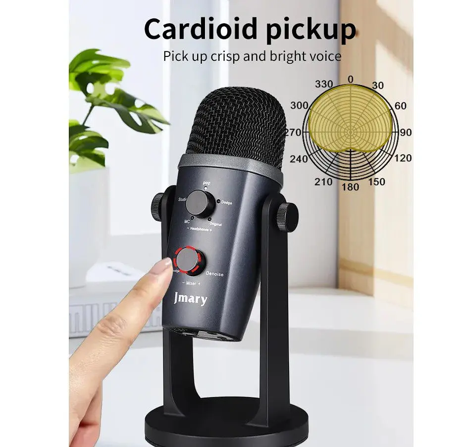 Професійний студійний конденсаторний мікрофон Jmary MCPW10 USB Black - фото 8