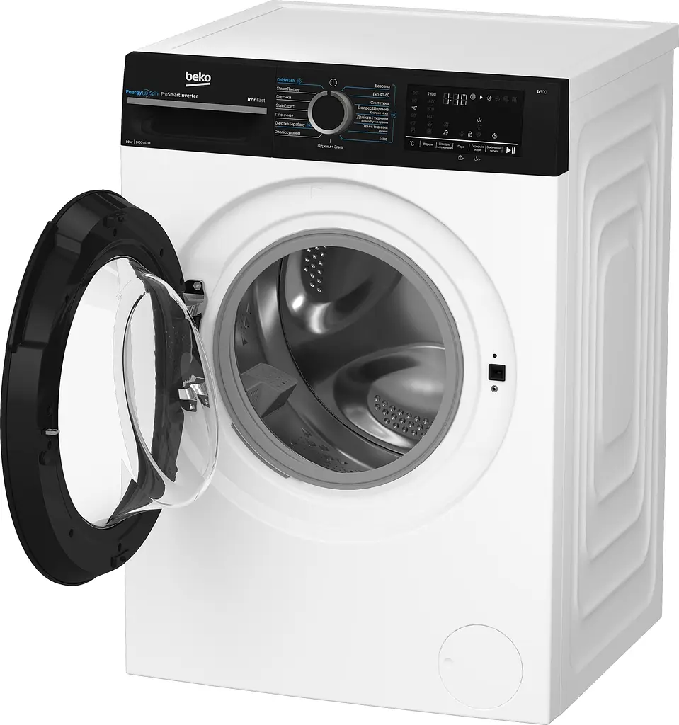 Beko Пральна машина Beko фронтальна, 10кг, 1400, A, 58см, дисплей, інвертор, пара, білий - фото 7