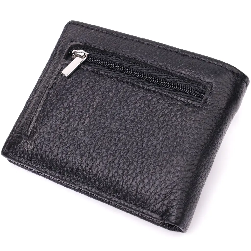 Якісний затиск із натуральної шкіри ST Leather 22472 чорний - фото 2