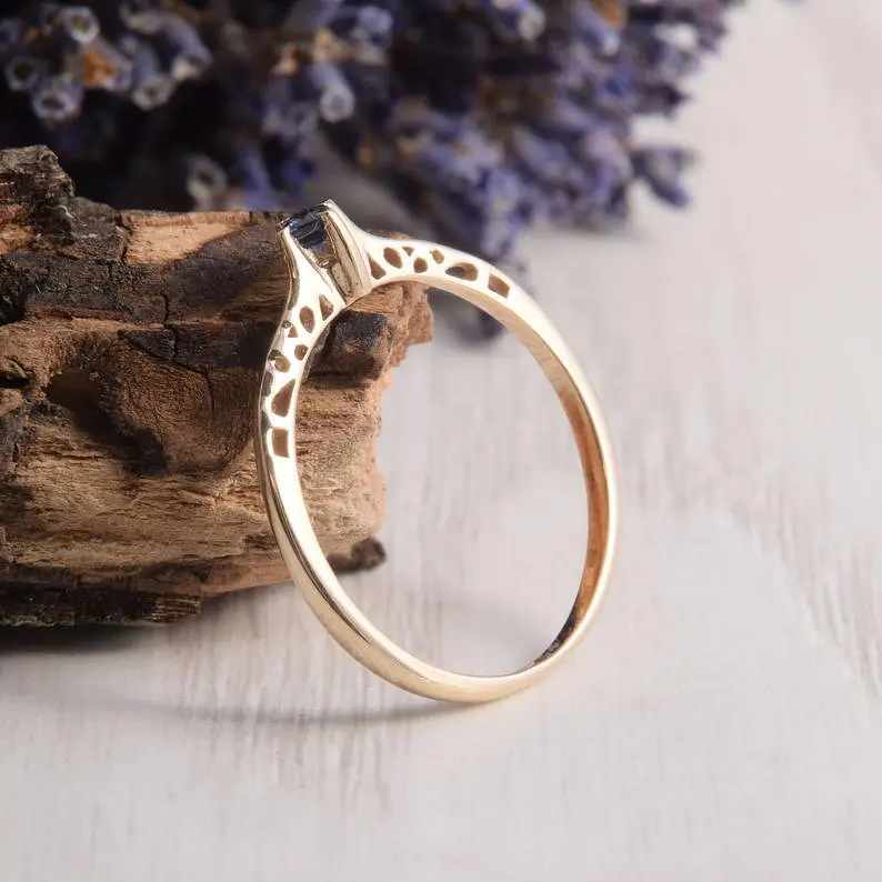 Каблучка з жовтого золота з сапфіром 22 K-0108 - фото 4