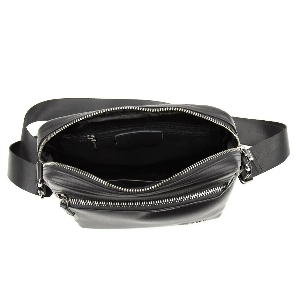 Чоловіча чорна шкіряна сумка через плече Tiding Bag SM8-9686-4A - фото 2