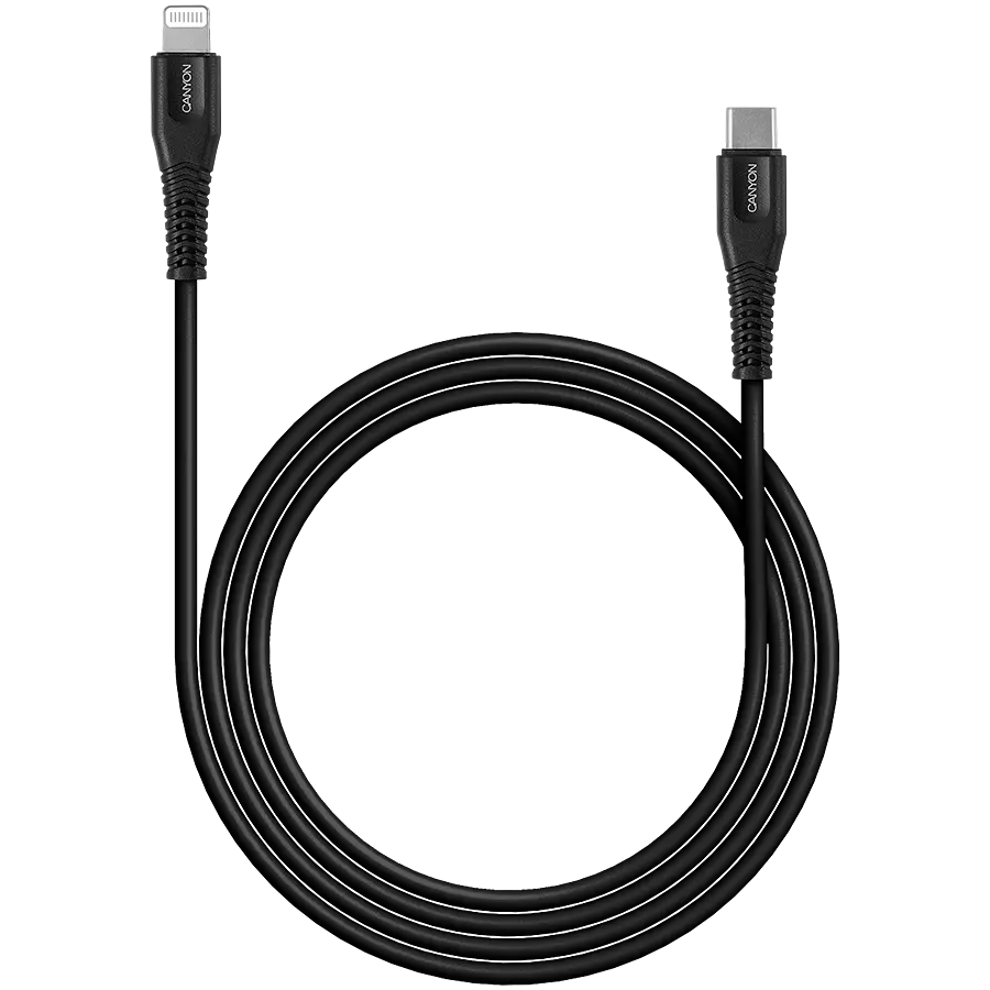Кабель Lightning Canyon USB Type-C/Apple Lightning Чорний 1.2m (CNS-MFIC4B) - фото 2