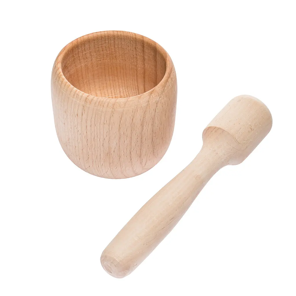 Ступка з товкачиком дерев'яна 8.5х7.5 см, Woodly Коричневий 84163 - фото 4