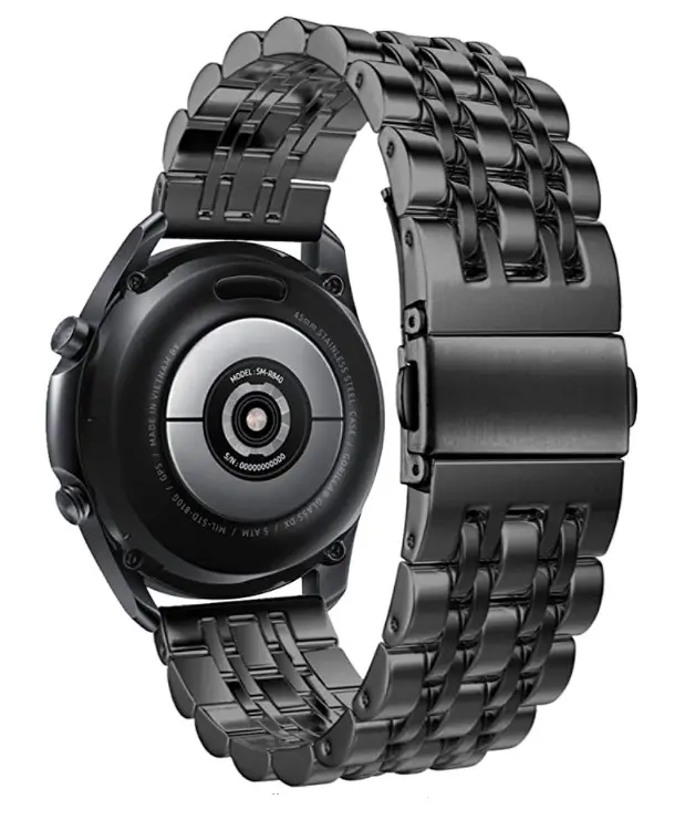 Браслет BeWatch для Samsung Galaxy Watch 3 45 мм Ремінець 22мм Classic сталевий Link Black (1021401.10) - фото 2