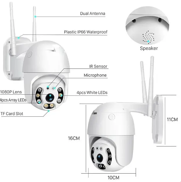 IP камера відеоспостереження вулична поворотна Wi-Fi UKC Smart Home Camera A6 4.0 Mp біла - фото 3