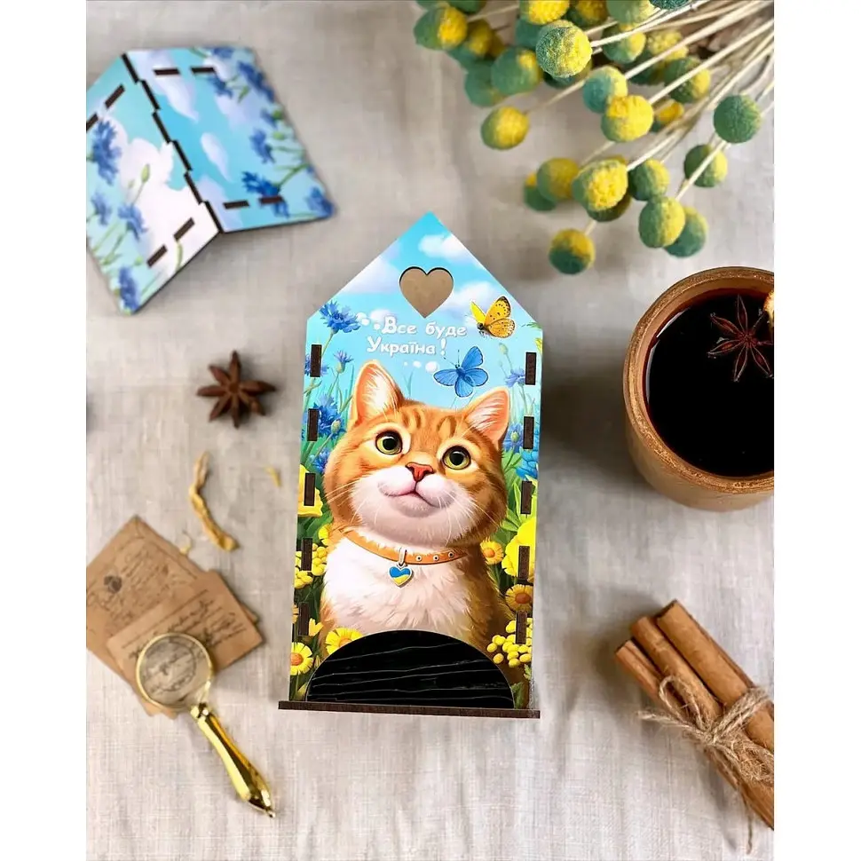 Чайний будиночок Ubumblebees Рудий котик (ПСФ156) PSF156 дерев'яний - фото 9