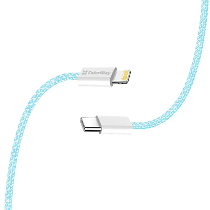 Дата кабель USB-C to Lightning 1.0m 27W blue ColorWay (CW-CBPDCL061-BL) - фото 6