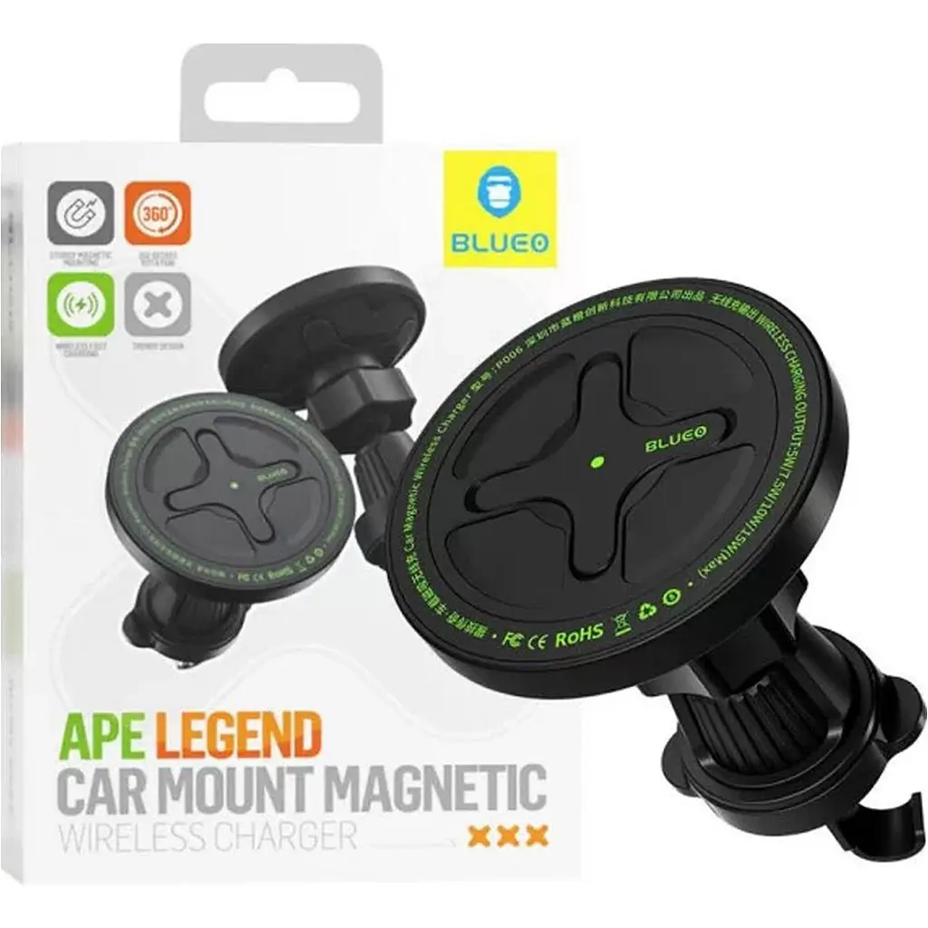 Автотримач із бездротовою зарядкою Blueo Ape Legend Car Mount Magnetic Wireless Charger Black (BC5955B) [97410] - фото 3