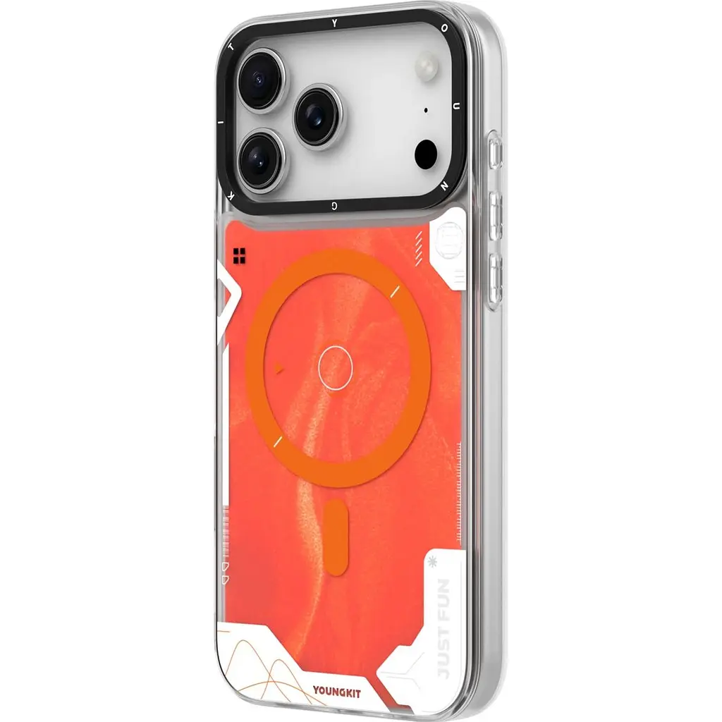 Чохол YoungKit Cyberpunk Luminous Case with Magnetic Ring для Apple iPhone 17 Pro Lava Orange [168233] - фото 2
