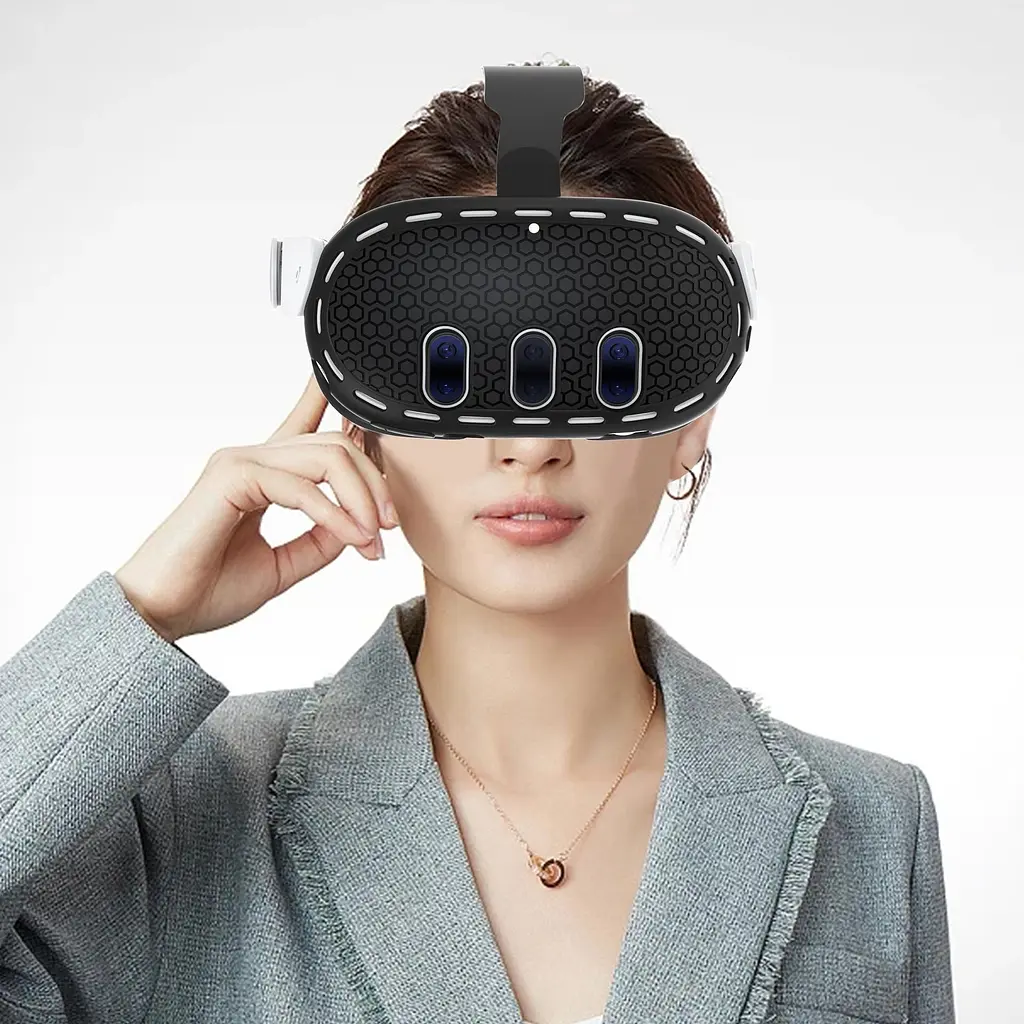 Чохол для VR-окулярів GINWDAY Silicone VR Shell Protective для Meta Quest 3 Black [139302] - фото 6