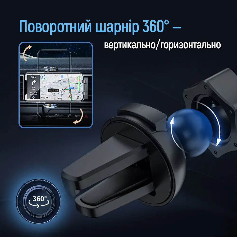 Держатель Colorway автомобильный СolorWay Grip Holder Черный (CW-CHMH20-BK) - фото 3