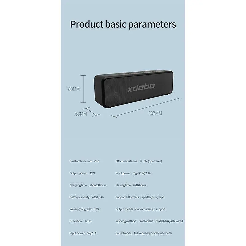 Портативная акустика Xdobo X5 IPX6 DSP 30W - фото 8