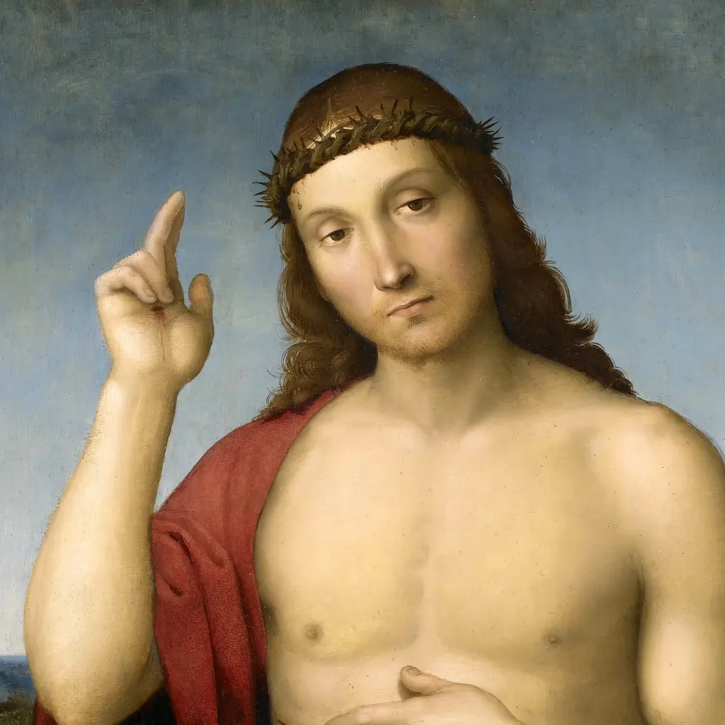 Інтер'єрна картина Благословення Христа, Рафаель, Raphael Santi, Christ Blessing , релігійний декор, 60×43 см (id6957) - фото 5