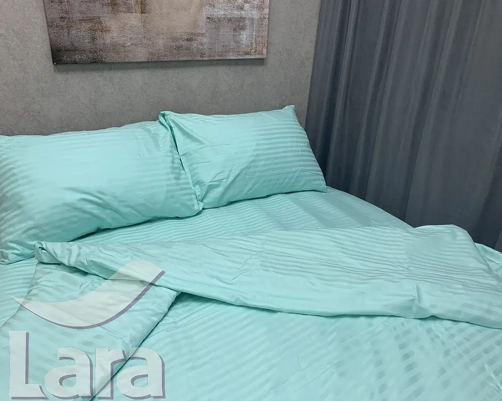 Постільна білизна LARA сатин-страйп Mentol d13005e євро - фото 3