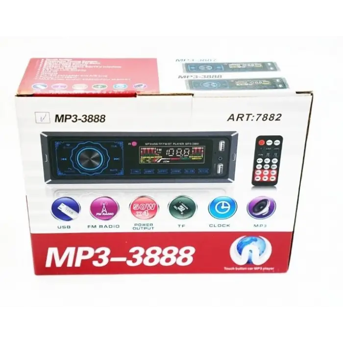 Автомагнітола з пультом чорна магнітола з сенсорним дисплеєм 3888 ISO+FM+USB+SD+AUX+Bluetooth 4x50W 1Din - фото 5