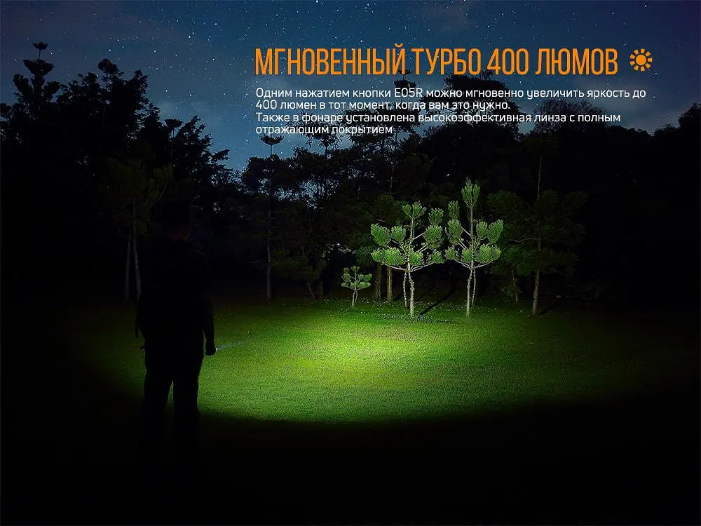 Ручний міні ліхтарик Fenix E05R 400лм Micro-USB (Чорний) - фото 6