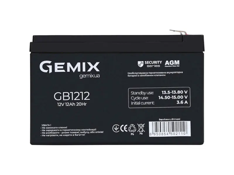Акумулятор для ДБЖ/інвертора Gemix GB1212 - фото 2