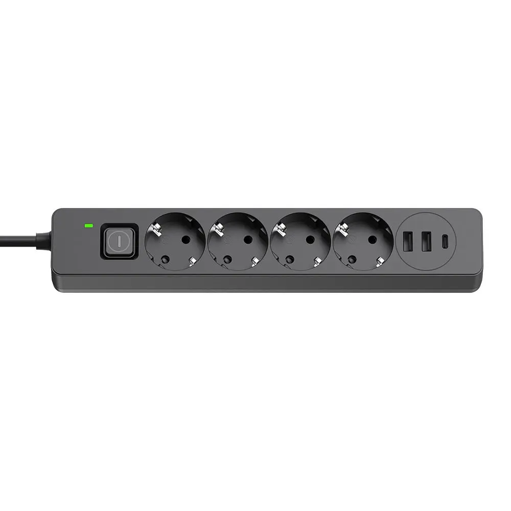 Мережевий фільтр-подовжувач СolorWay 4 розетки/3USB (2USB-A + 1 TYPE-C) (24W) Black 5 м (CW-CHE435PDB) - фото 5