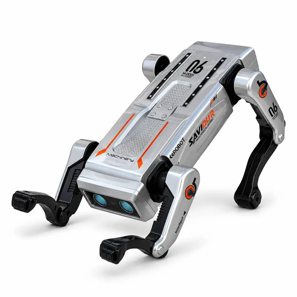 Інтерактивний собака-робот AI Robot DOG з пультом 2.4 GHz, програмуванням, музикою та трюками, Сріблястий - фото 10