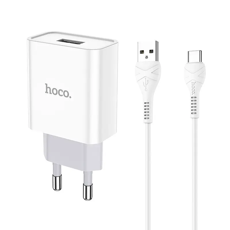 Сітчастий зарядний пристрій HOCO C81A Asombroso single port charger set(Type-C) білий