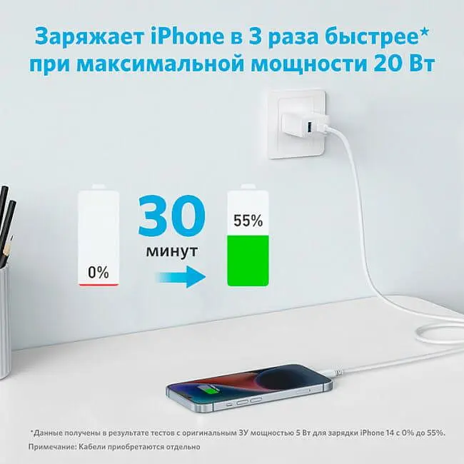 Зарядний пристрій Anker PowerPort 312 PowerIQ 2 виходи Type-C + USB біле - фото 2