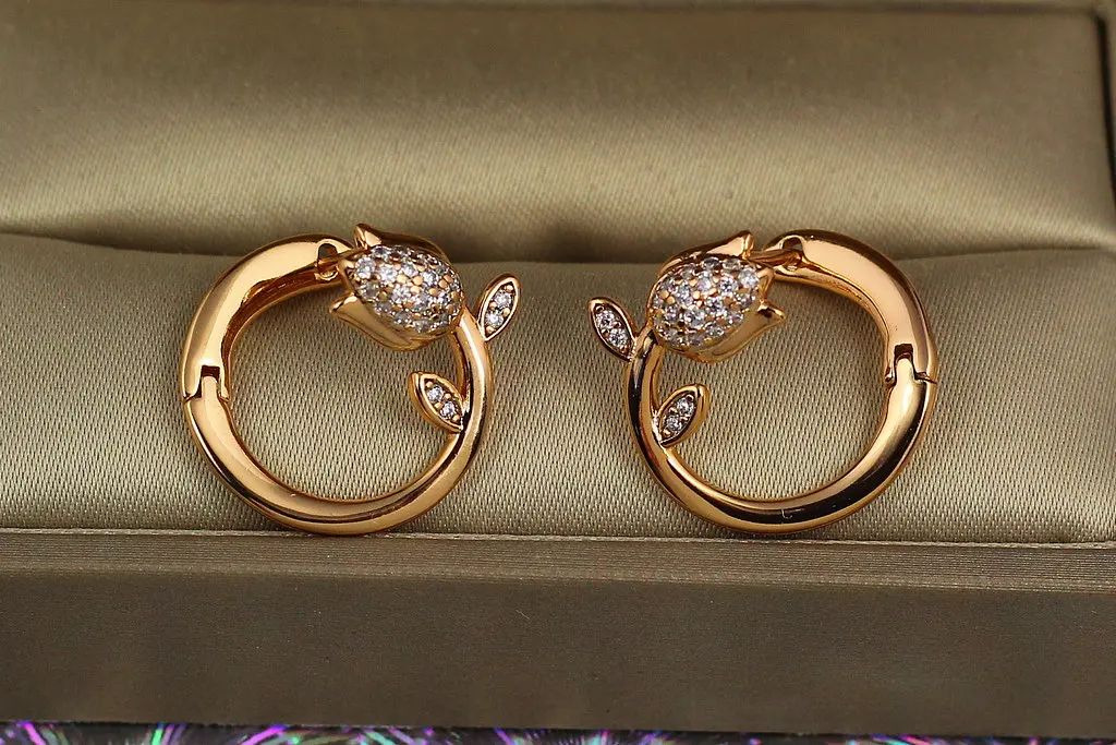Сережки Xuping Jewelry бутон тюльпана 1.8 см золотисті - фото 2