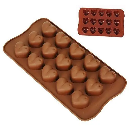 Форма силиконовая Stenson Сердце для конфет и льда 21х10.5х2 см 15 шт. в ассортименте (MH-3425) - фото 2