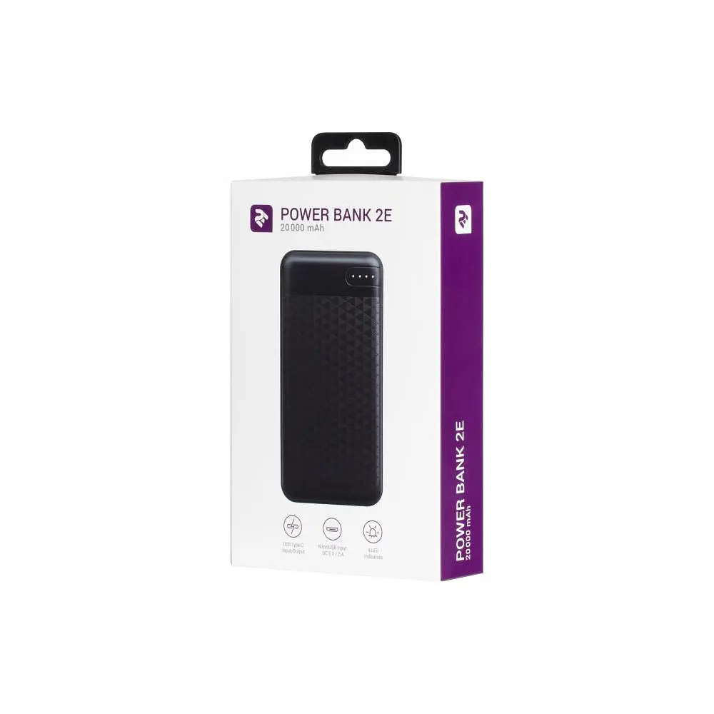 Зовнішній акумулятор (павербанк) 2E 20000mAh, PD+QC 3.0 18W, black (2E-PB2004PD-BLACK) - фото 2