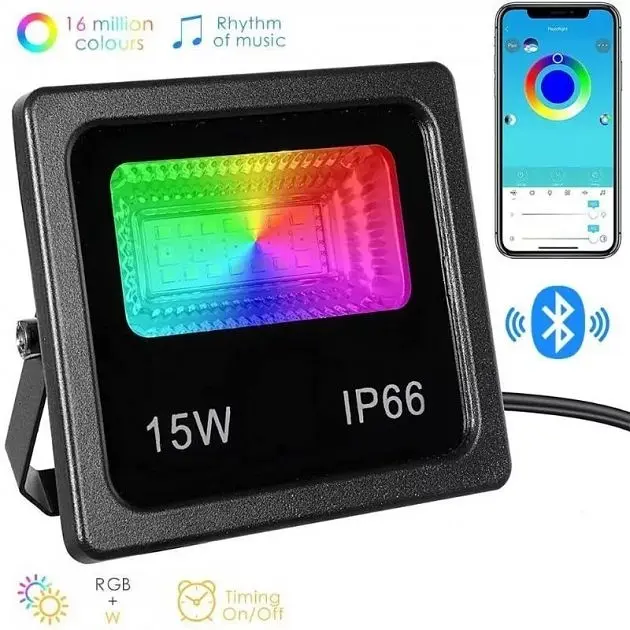 Ліхтар вуличний прожектор RGB управління через Bluetooth світильник Smart LED 7980 IP66 15W - фото 2