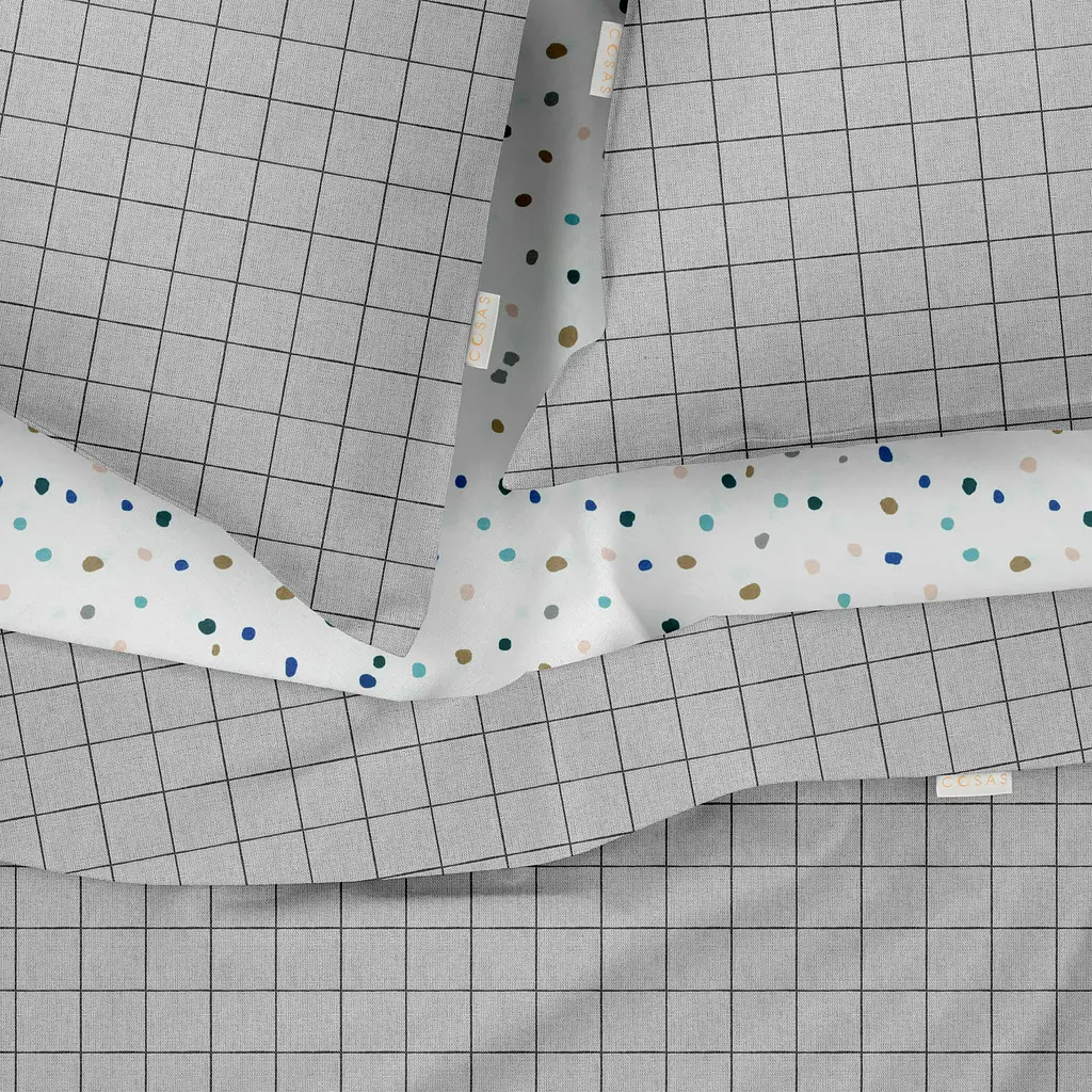 Комплект постільної білизни Cosas полуторний з простирадлом на резинці GREY GEOMETRY CS7 160 x 220 см (CellAshgrey_El-ColorBlotsV2_160) - фото 3