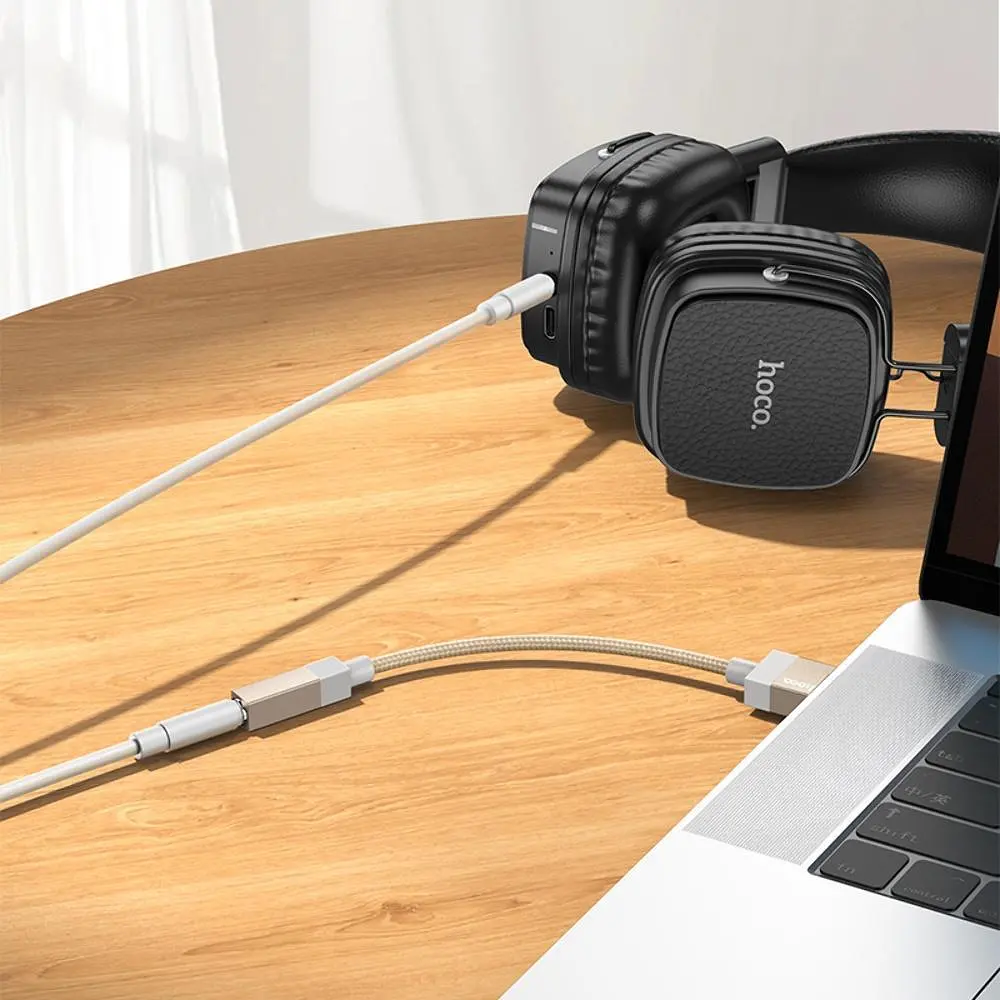 Адаптер переходник Hoco UPA32D USB to Jack 3.5 золотистый - фото 2