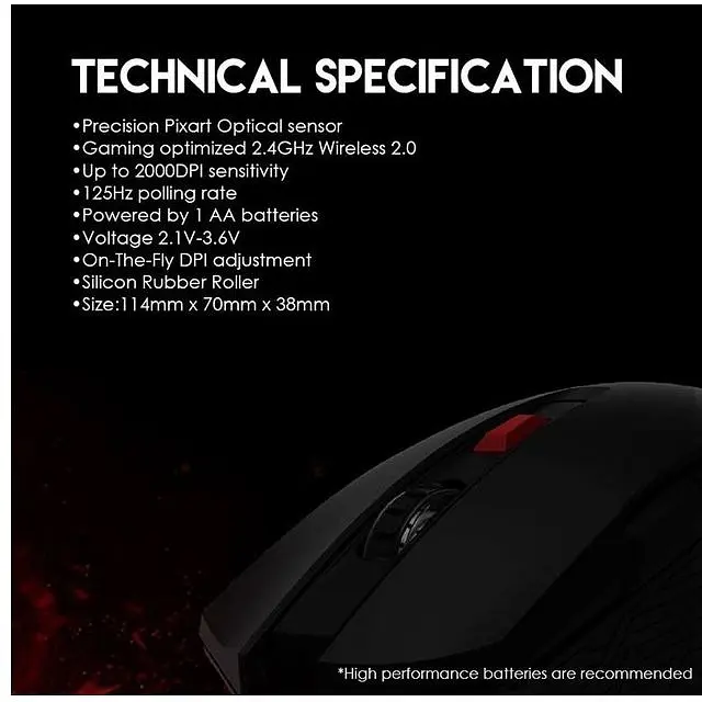 Ігрова бездротова миша Fantech WG-10 RAIGORII PixArt 10G Black - фото 6
