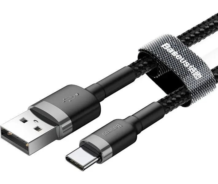 Кабель Baseus Cafule Cable USB for Type-C 3A 1 м Gray/Black (CATKLF-BG1) - фото 4