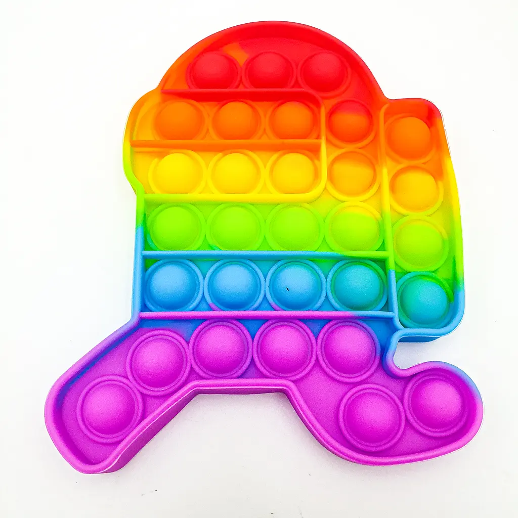 Сенсорна іграшка антистрес силіконова нескінченна пухирка попит UKC Pop It Fidget Амонгас біжить веселка - фото 9