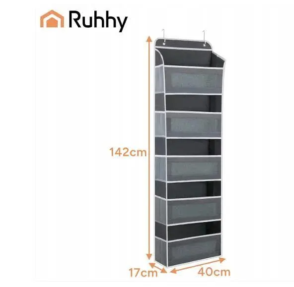 Підвісний органайзер на двері Ruhhy 27606, 5 полиць, 142 × 40 × 17 см, органайзер для зберігання речей, сірий - фото 4