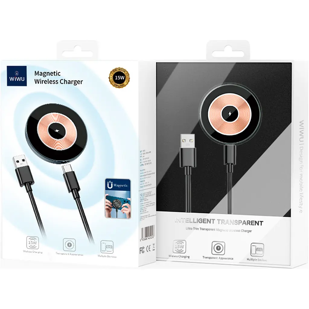 Бездротовий зарядний пристрій Wiwu Wi-W008 Magnetic Wireless Charger 15W with MagSafe Grey [6976195091588] [99971] - фото 5