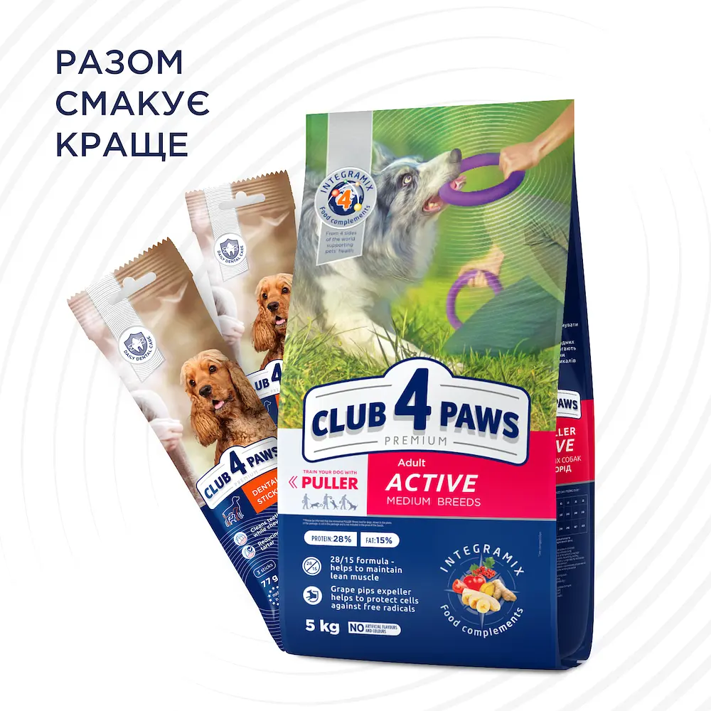Сухий корм для дорослих активних собак середніх порід Club 4 Paws Premium Active 5 кг - фото 2